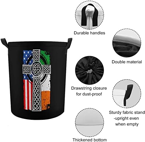 Ír-Amerikai USA Zászló Kelta Kereszt Szent Patrik Nap Összecsukható Kosárban Gátolják Tároló Szervező Fedő Ruhát Játék Gyűjtemény